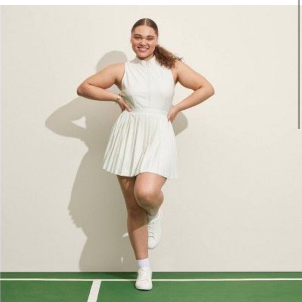 NWT Prince Pickleball Women's Zip-Front Pleated Dress - Cream